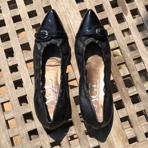AGL pointed toe ballerina shoe in black.